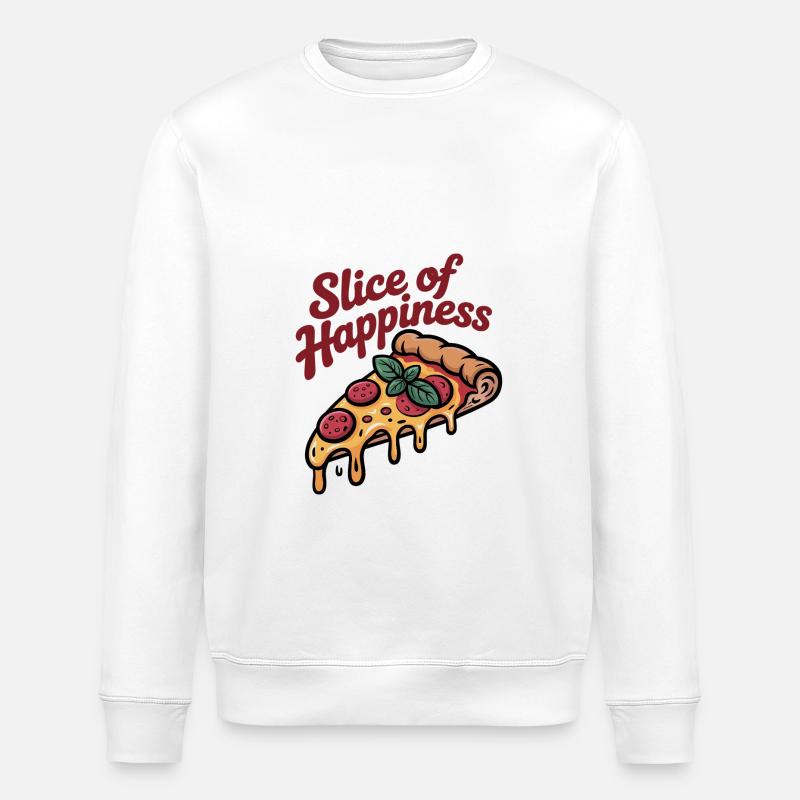 Tranche de bonheur - Pizza - Sweat bio ROLLER Stanley/Stella Unisexe - blanc