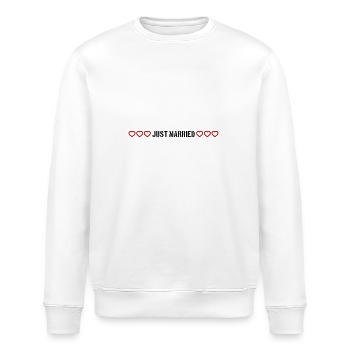 Just Married Hochzeit herzchen - Stanley/Stella Unisex Bio-Sweatshirt ROLLER - Weiß - Vorne - Nik (191cm)