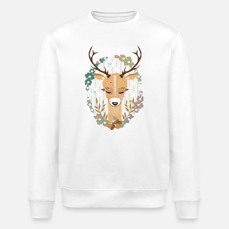 Hirsch im Wald - Stanley/Stella Unisex Bio-Sweatshirt ROLLER - Weiß
