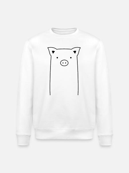 Schwein Sau Ferkel Geschenkidee - Stanley/Stella Unisex Bio-Sweatshirt ROLLER - Weiß