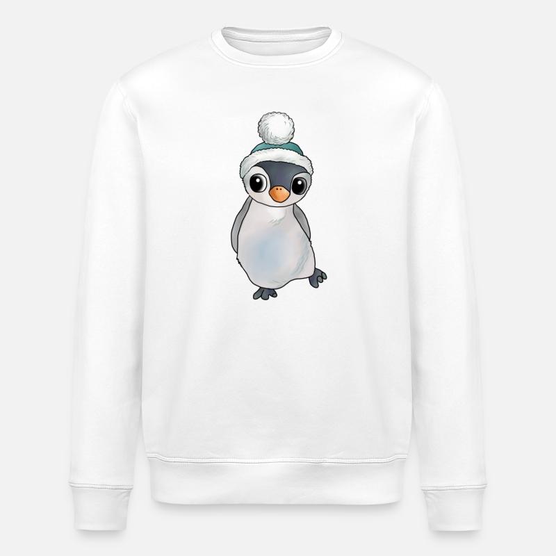 Penguin with hat - Stanley/Stella ROLLER Unisex Organic Sweatshirt - white