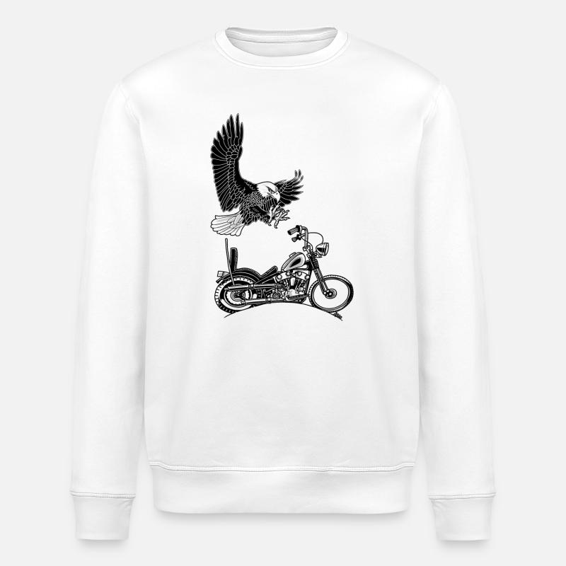 0906 eagle chopper knucklehead - Stanley/Stella ROLLER Unisex Organic Sweatshirt - white