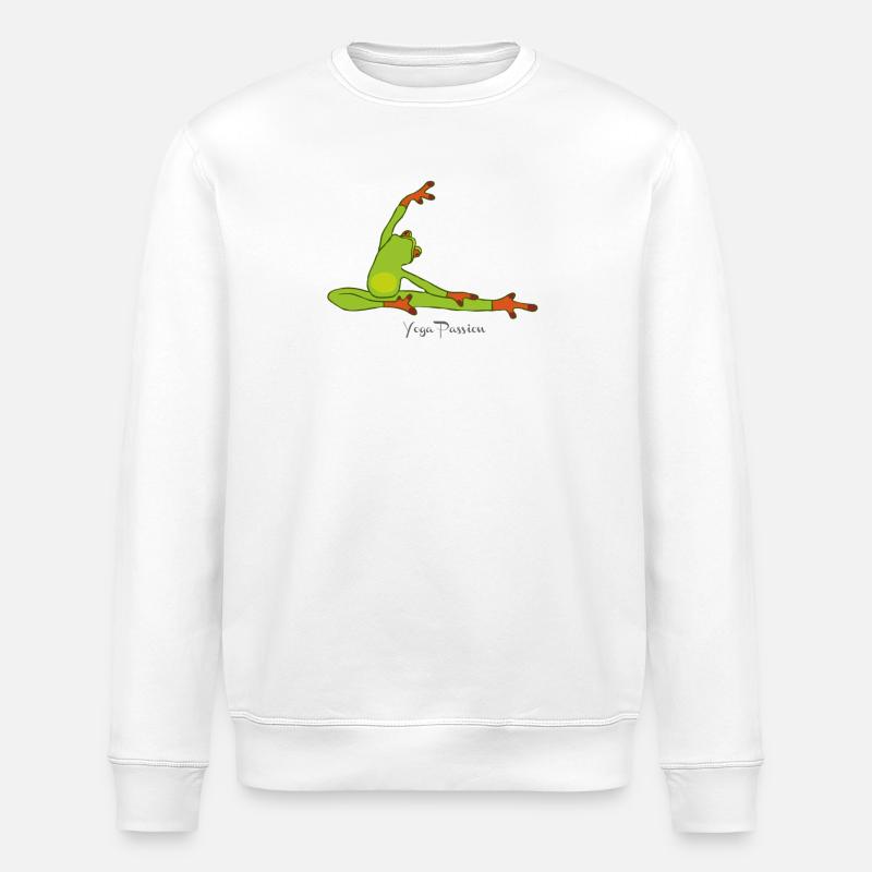 Frosch-Yoga Leidenschaft - Stanley/Stella Unisex Bio-Sweatshirt ROLLER - Weiß
