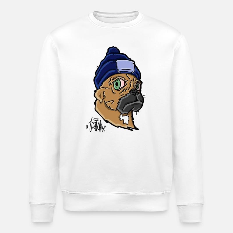 Hund mit Beanie - Stanley/Stella Unisex Bio-Sweatshirt ROLLER - Weiß