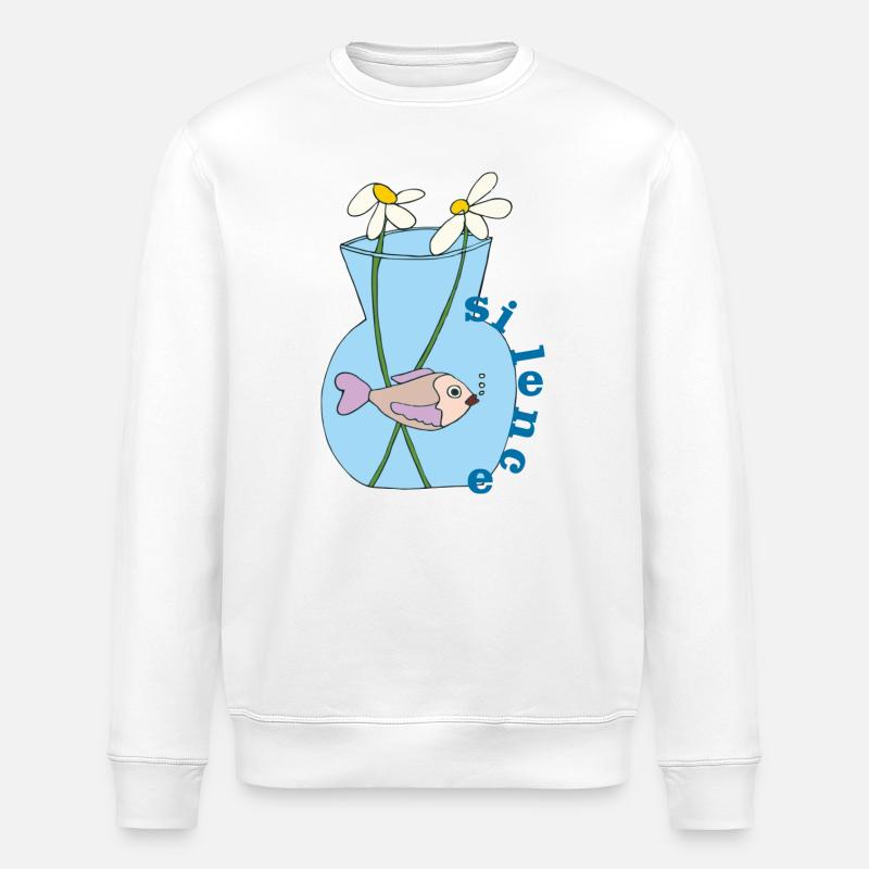 Poisson dans un bocal - Sweat bio ROLLER Stanley/Stella Unisexe - blanc