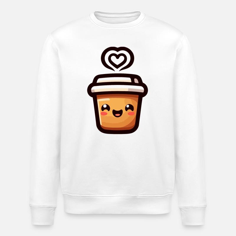Caffeine Cutie: The Joyful Java - Stanley/Stella ROLLER Unisex Organic Sweatshirt - white