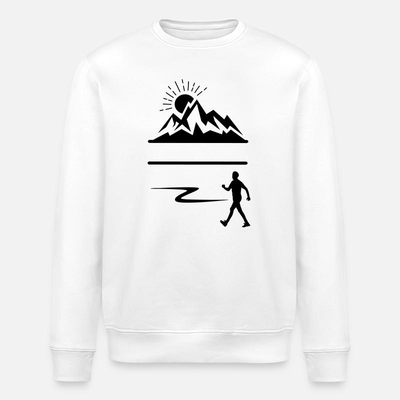 Hiker man mountains banner - Stanley/Stella ROLLER Unisex Organic Sweatshirt - white