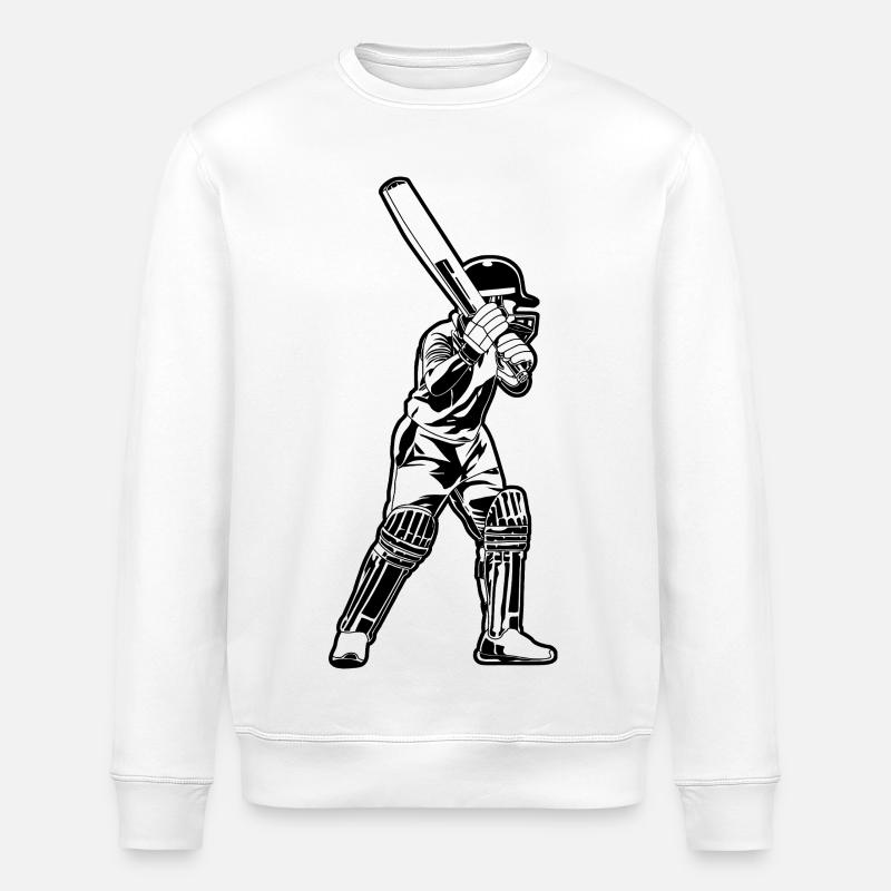 Cricketer Sketch - Stanley/Stella ROLLER Unisex Organic Sweatshirt - white