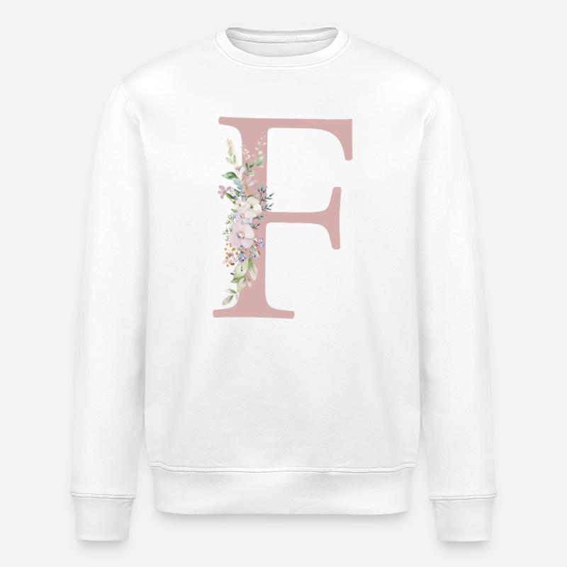 F Monogramm, Floral, personalisierbar - Stanley/Stella Unisex Bio-Sweatshirt ROLLER - Weiß