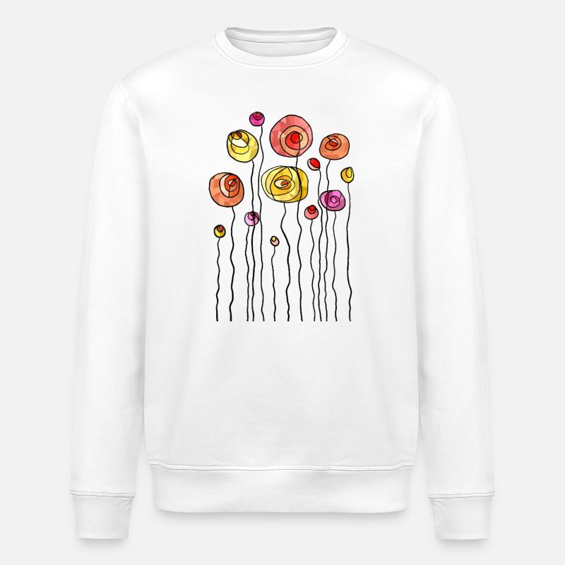 Abstract Spring Flower Theme - Stanley/Stella ROLLER Unisex Organic Sweatshirt - white