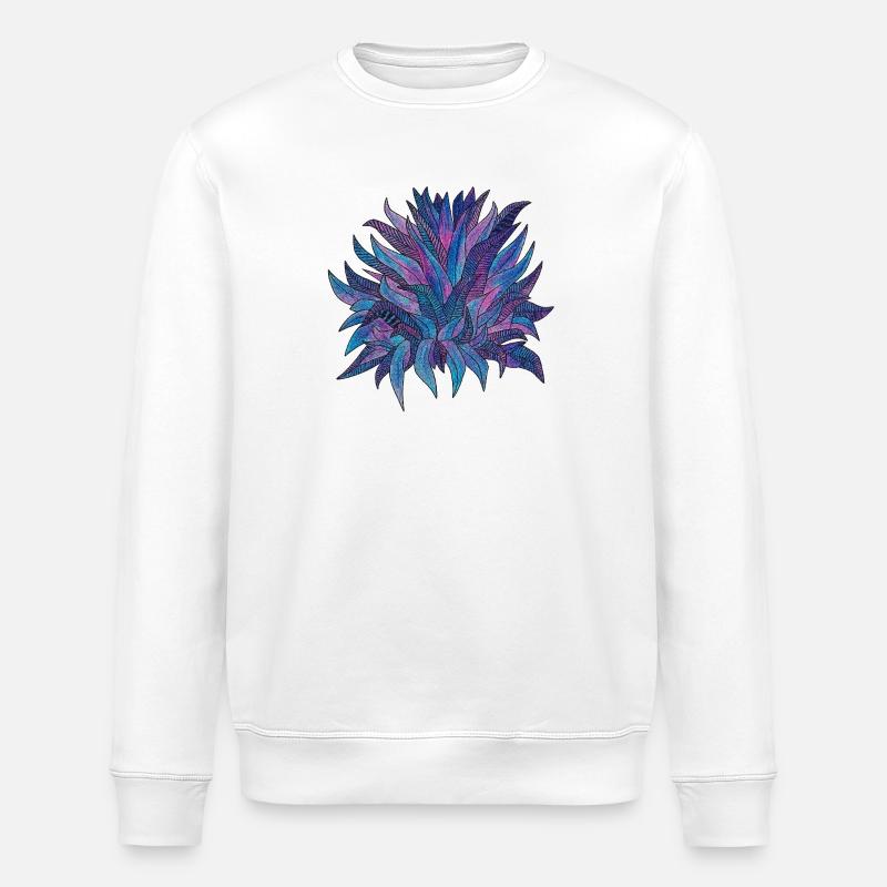 Lila Blaues Blättermuster - Stanley/Stella Unisex Bio-Sweatshirt ROLLER - Weiß