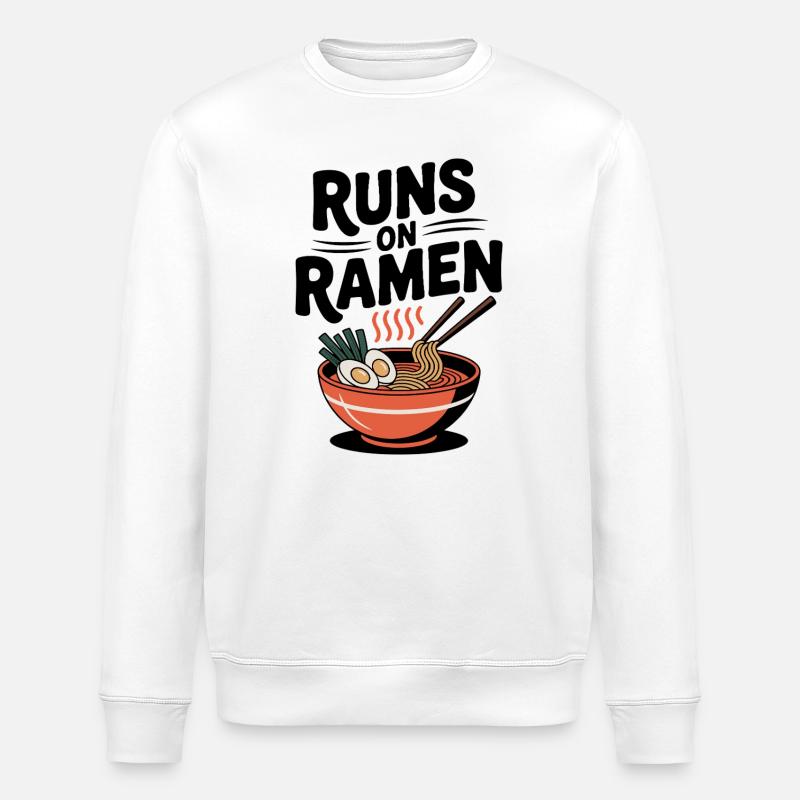 Runs on Ramen - Stanley/Stella ROLLER Unisex Organic Sweatshirt - white
