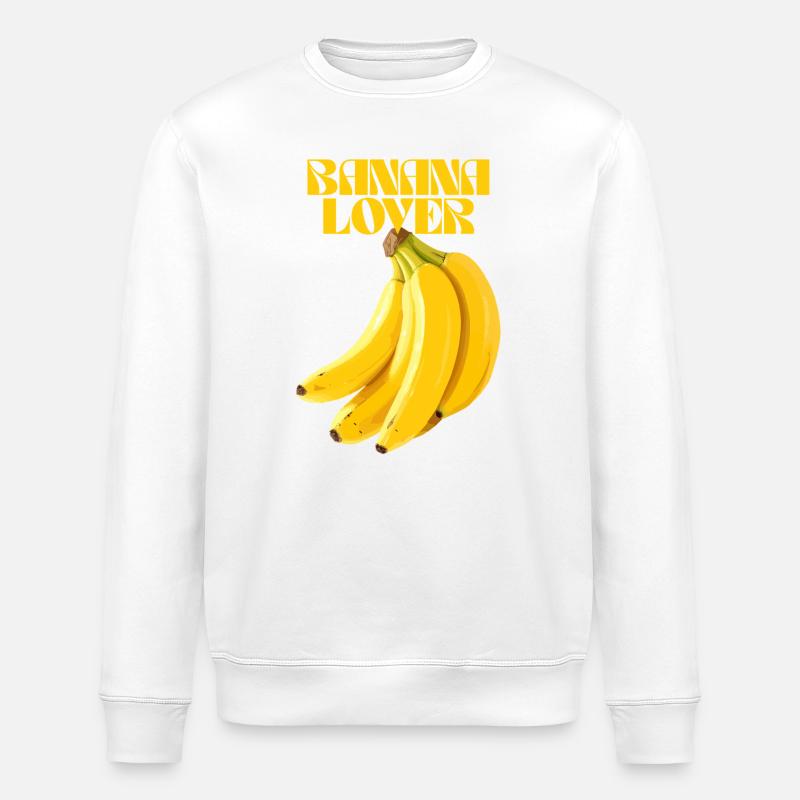 Hellgelbe Bananencluster-Illustration - Stanley/Stella Unisex Bio-Sweatshirt ROLLER - Weiß