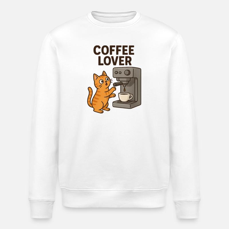Katzenliebe Kaffee Motiv - Stanley/Stella Unisex Bio-Sweatshirt ROLLER - Weiß