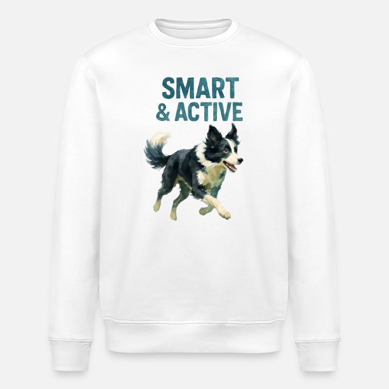 Chien Border Collie - Sweat bio ROLLER Stanley/Stella Unisexe - blanc
