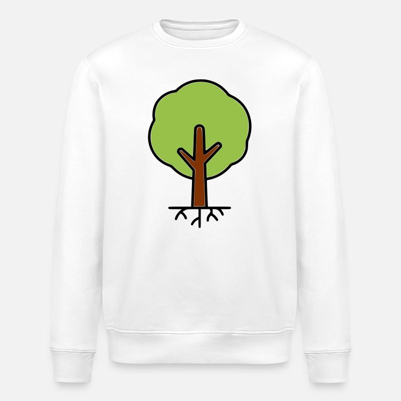 Baum Silhouette Grün Cartoon - Stanley/Stella Unisex Bio-Sweatshirt ROLLER - Weiß