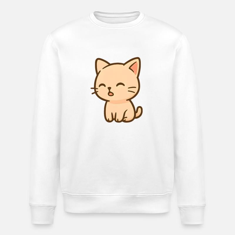 Süßes Kätzchen Kawaii - Stanley/Stella Unisex Bio-Sweatshirt ROLLER - Weiß