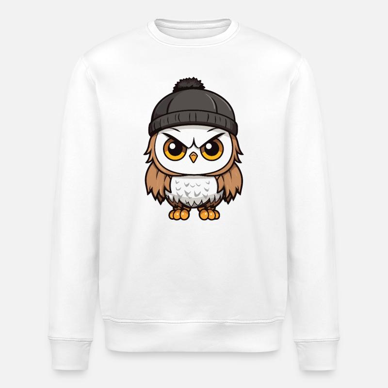 Eule Comic Winter Cozy - Stanley/Stella Unisex Bio-Sweatshirt ROLLER - Weiß