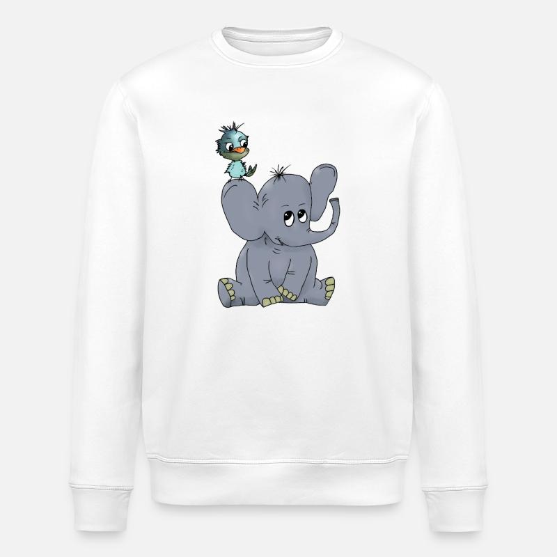 Elefant_mit_Vogel - Stanley/Stella Unisex Bio-Sweatshirt ROLLER - Weiß