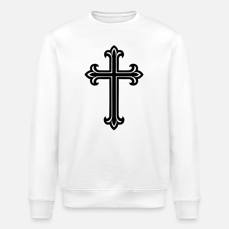 Symbole de croix chrétien - Sweat bio ROLLER Stanley/Stella Unisexe - blanc