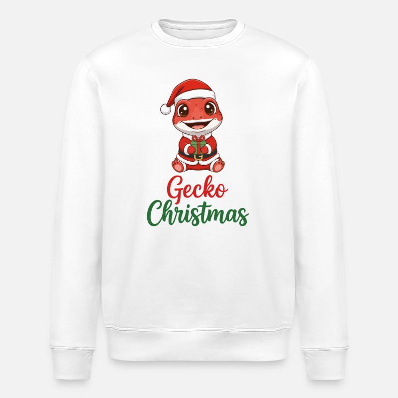 Gecko-Weihnachts-Weihnachtsgeschenk - Stanley/Stella Unisex Bio-Sweatshirt ROLLER - Weiß