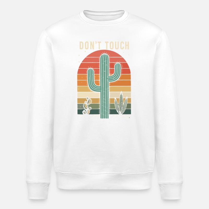 Retro Cactus Do Not Touch - Stanley/Stella ROLLER Unisex Organic Sweatshirt - white