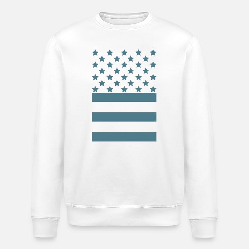 Bande étoilée sarcelle - Sweat bio ROLLER Stanley/Stella Unisexe - blanc