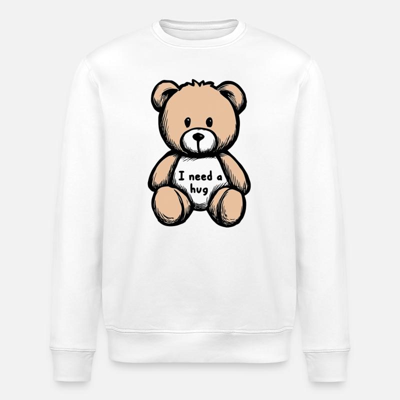Weicher Teddybär – Illustration Zärtlichkeit - Stanley/Stella Unisex Bio-Sweatshirt ROLLER - Weiß