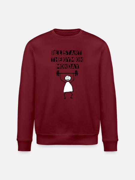 Ich fange am Montag mit dem Fitnessstudio an - Stanley/Stella Unisex Bio-Sweatshirt ROLLER - Weiß