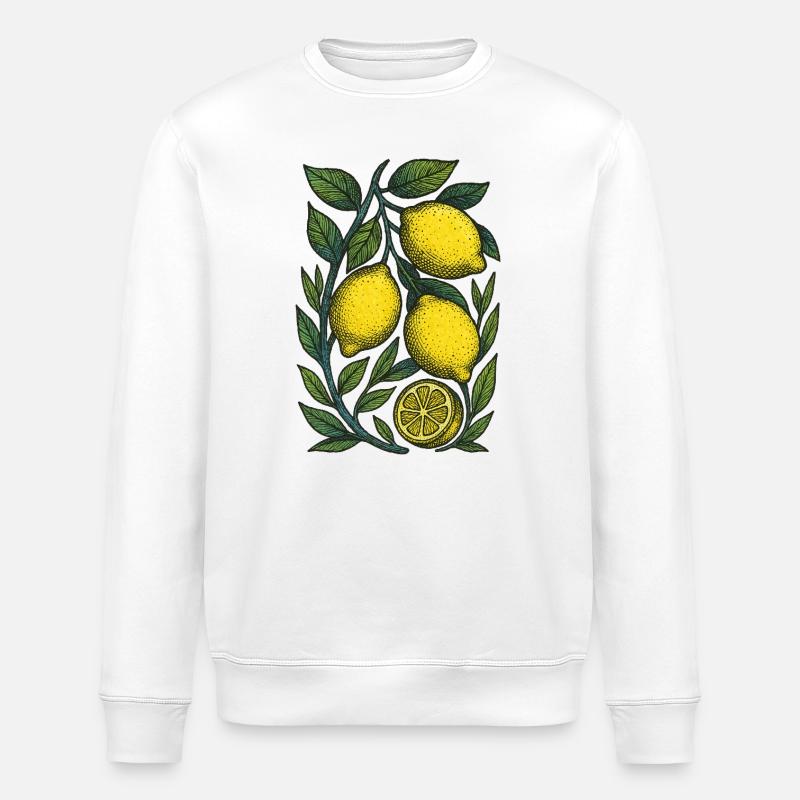 Lemon Branch Botanischer Druck - Stanley/Stella Unisex Bio-Sweatshirt ROLLER - Weiß