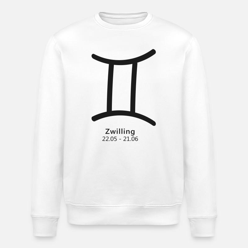 Zwilling Gemini Symbol Sternzeichen - Stanley/Stella Unisex Bio-Sweatshirt ROLLER - Weiß