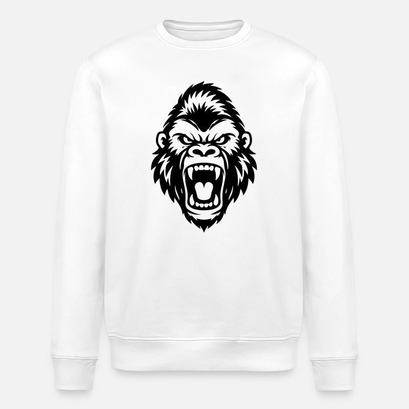 Gorilla Kopf Symbol - Stanley/Stella Unisex Bio-Sweatshirt ROLLER - Weiß