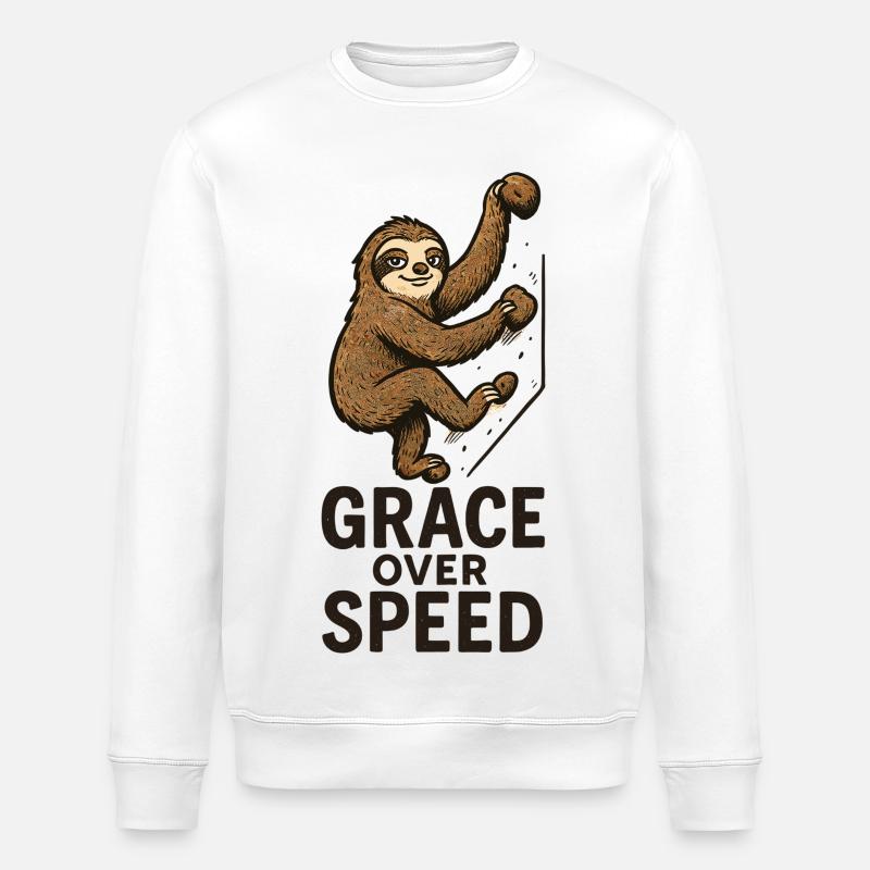 Bouldern Motivation – Grace Over Speed Geschenk - Stanley/Stella Unisex Bio-Sweatshirt ROLLER - Weiß