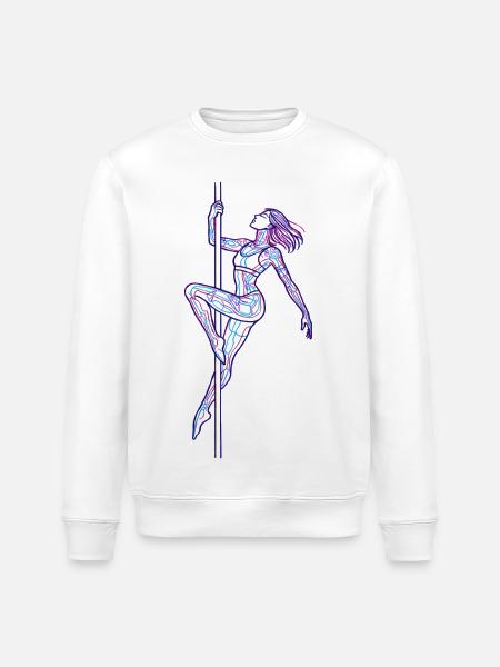 Line Art Woman Pole Dance Illustration Gift - Stanley/Stella ROLLER Unisex Organic Sweatshirt - white