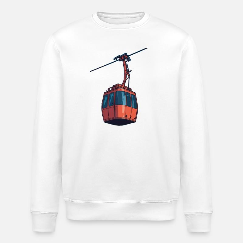 Rote Seilbahn Gondel Illustration - Stanley/Stella Unisex Bio-Sweatshirt ROLLER - Weiß