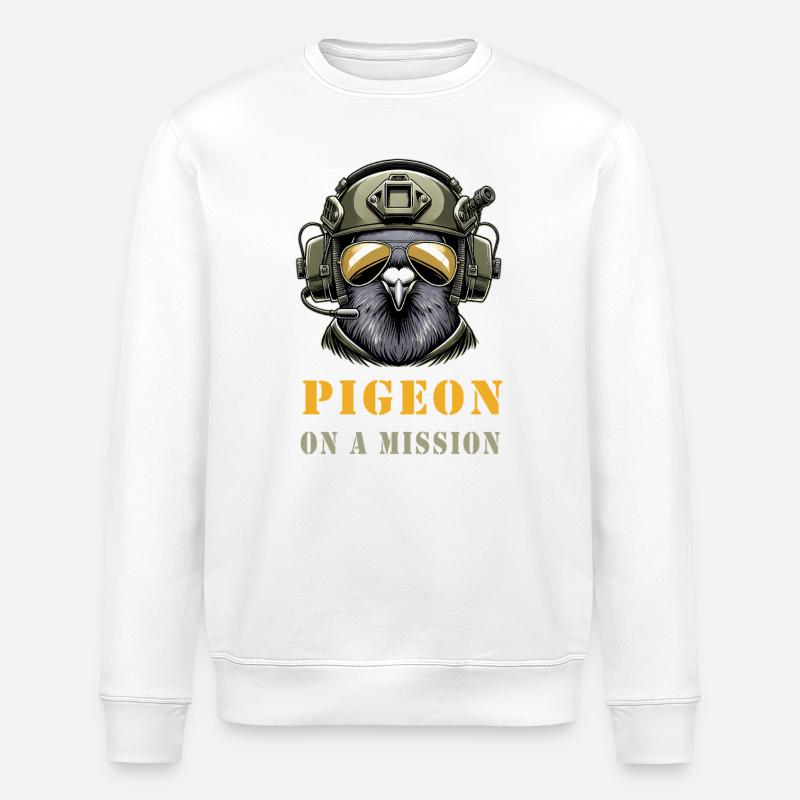 Taube auf Mission - Stanley/Stella Unisex Bio-Sweatshirt ROLLER - Weiß
