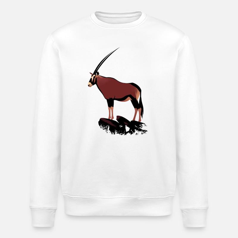 Oryx auf Felsen - Stanley/Stella Unisex Bio-Sweatshirt ROLLER - Weiß