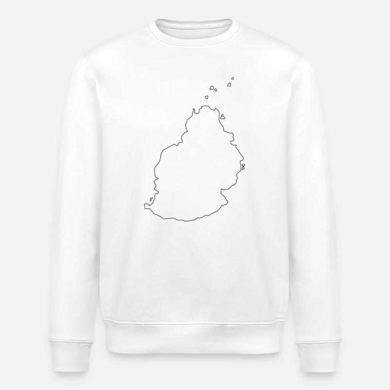 Mauritius outline map - Stanley/Stella ROLLER Unisex Organic Sweatshirt - white