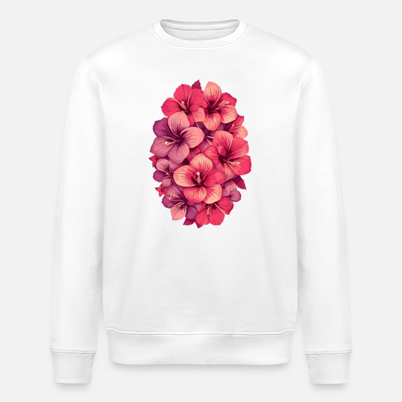 Hibiskus Farbexplosion - Stanley/Stella Unisex Bio-Sweatshirt ROLLER - Weiß