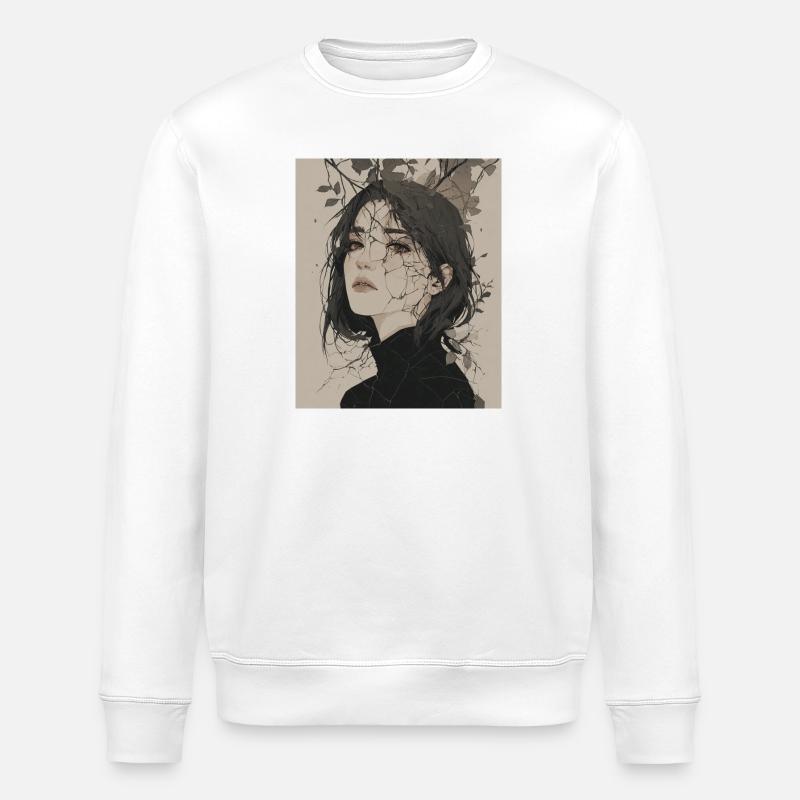 Zerbrochenes Blätterporträt - Stanley/Stella Unisex Bio-Sweatshirt ROLLER - Weiß