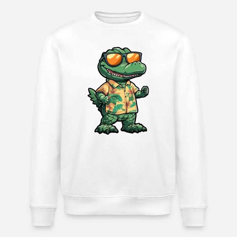 Aligator Comic Vacation - Stanley/Stella ROLLER Unisex Organic Sweatshirt - white