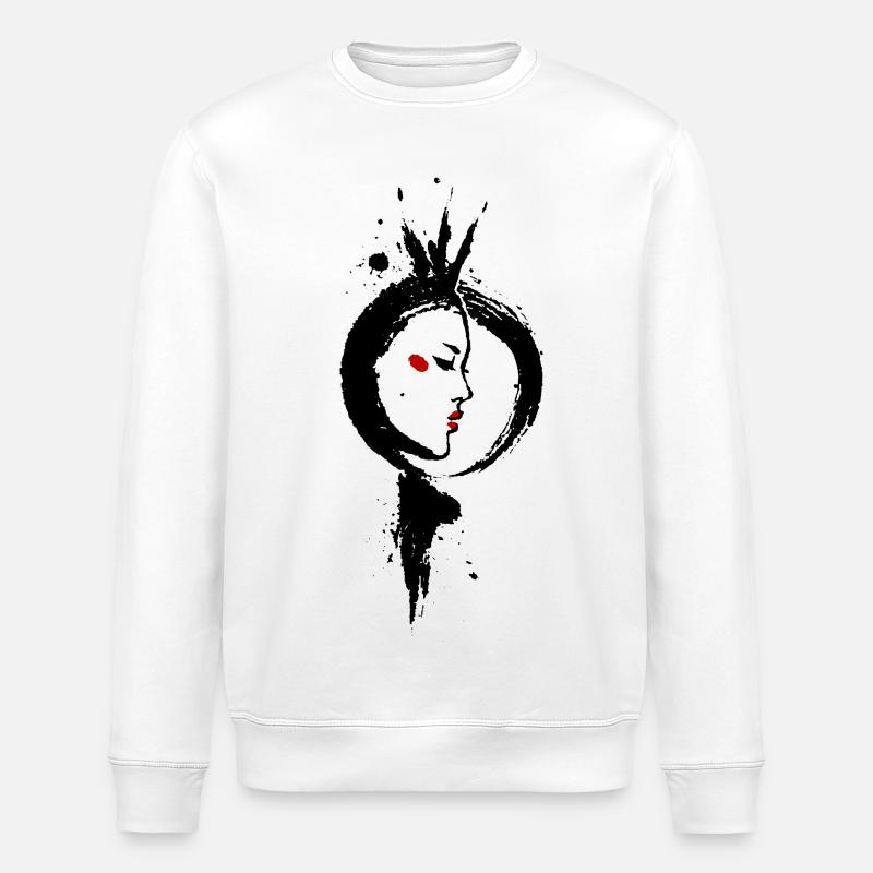 Amaterasu – Sun Goddess Enso Sumi-e - Stanley/Stella ROLLER Unisex Organic Sweatshirt - white