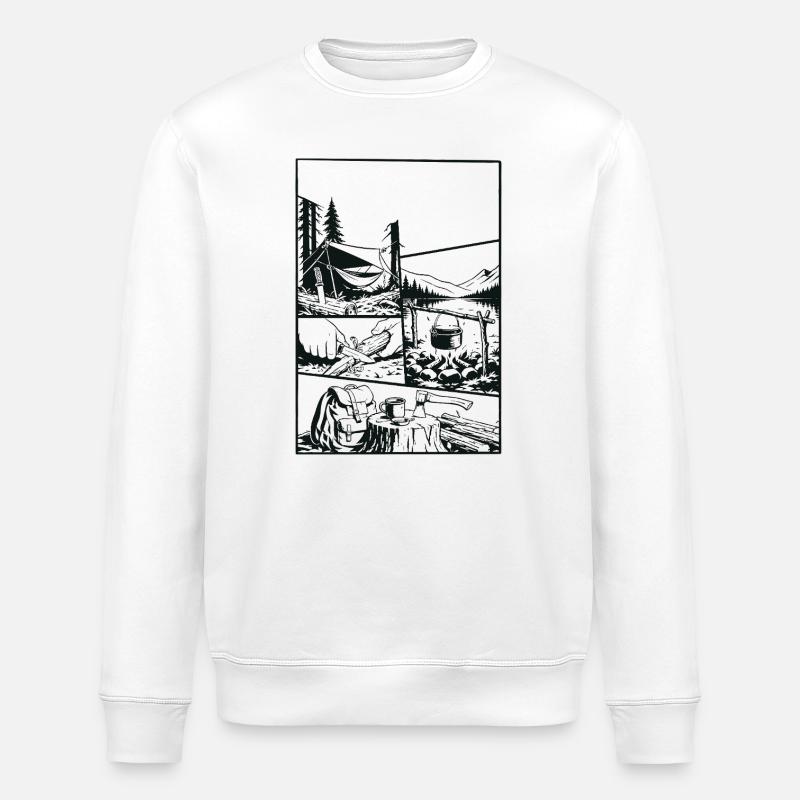 Wild Enough Camping Adventure - Stanley/Stella ROLLER Unisex Organic Sweatshirt - white