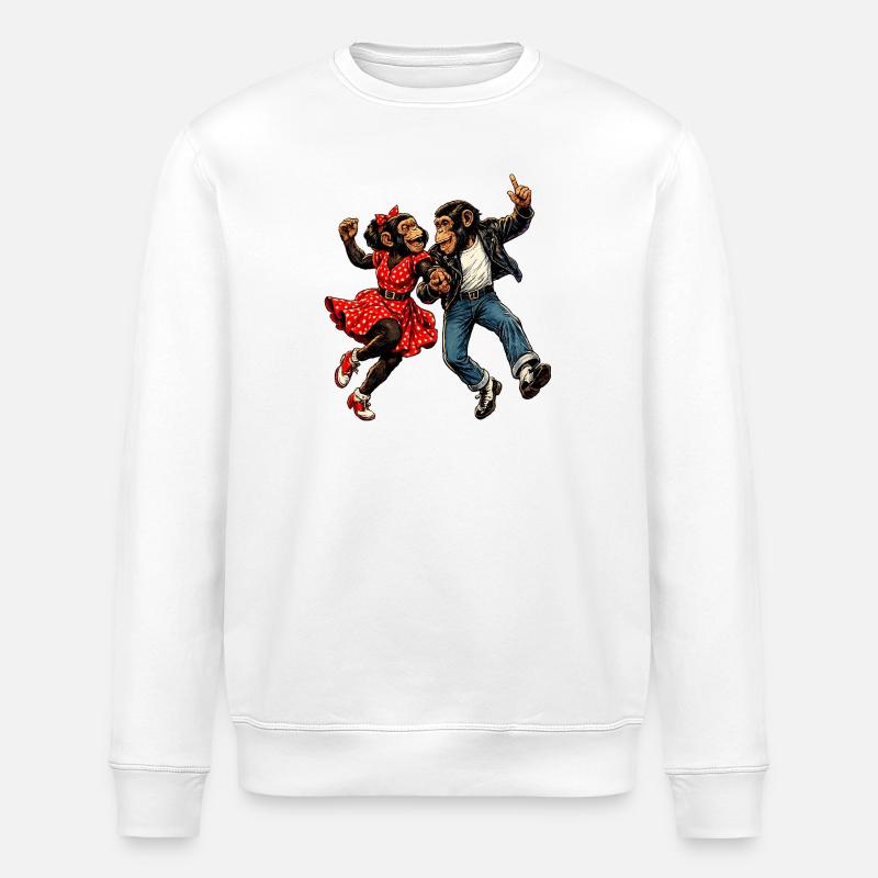 Dancing Monkeys Rockabilly 50s Rock'n'Roll Style - Stanley/Stella ROLLER Unisex Organic Sweatshirt - white