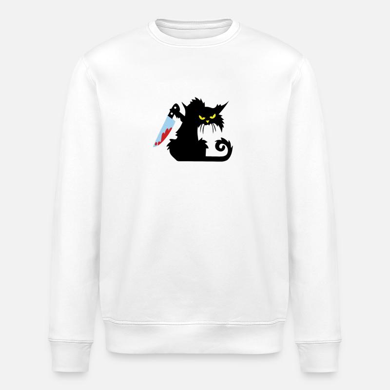 Chat sang couteau - Sweat bio ROLLER Stanley/Stella Unisexe - blanc