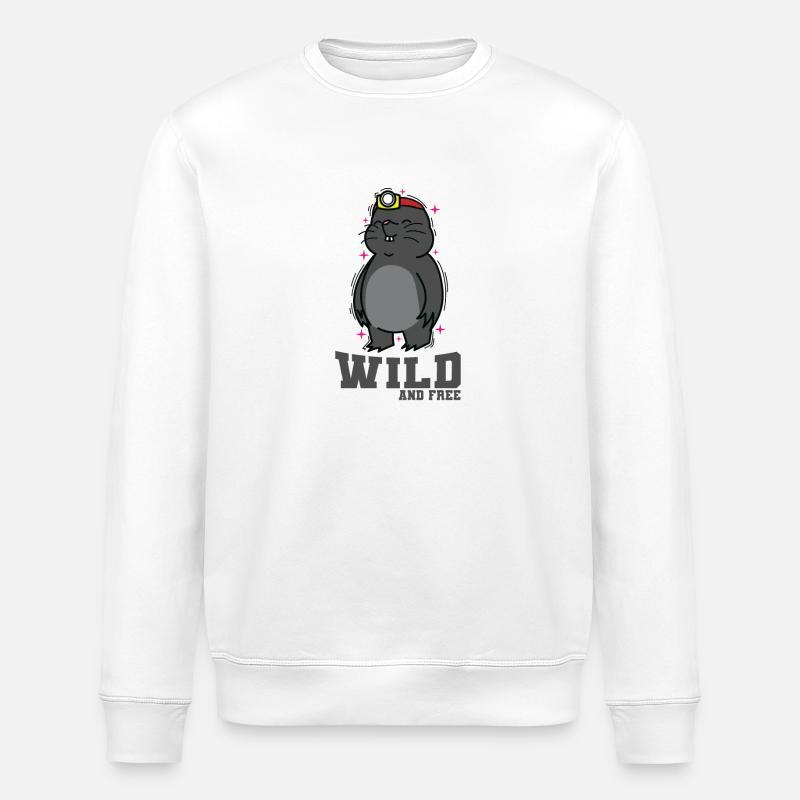 Wild Animal Mole Earthen Mound - Stanley/Stella ROLLER Unisex Organic Sweatshirt - white