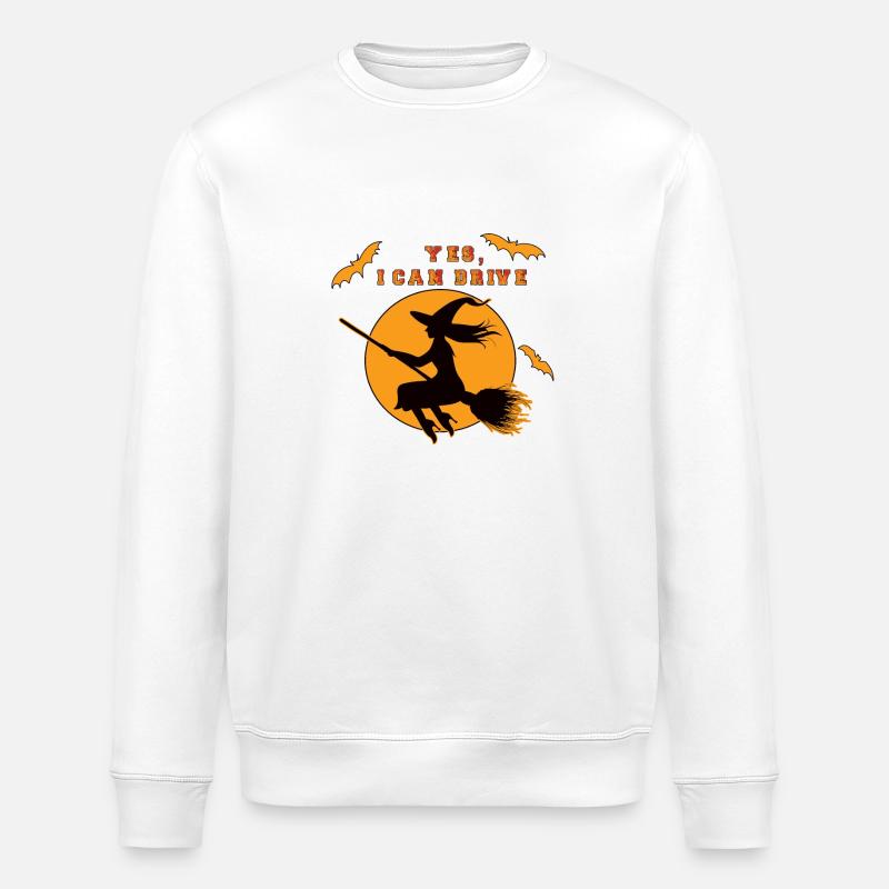 Witch, Yes I can drive - Stanley/Stella ROLLER Unisex Organic Sweatshirt - white