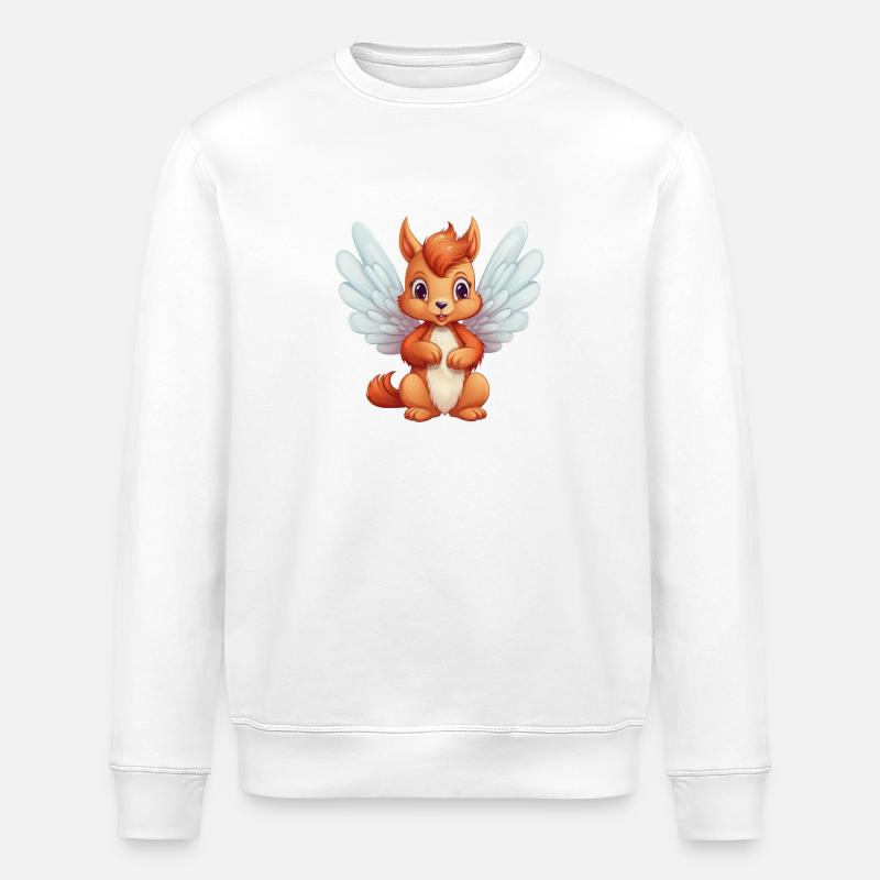 Süßes Eichhörnchen-Engel-Comic - Stanley/Stella Unisex Bio-Sweatshirt ROLLER - Weiß