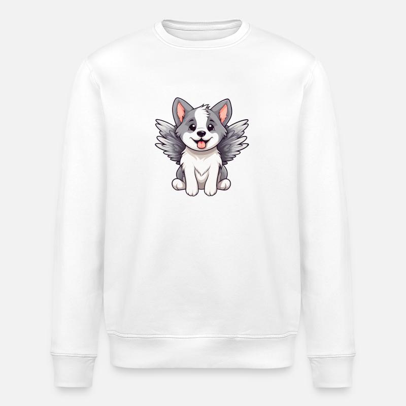Cute Angel Husky Comic - Stanley/Stella ROLLER Unisex Organic Sweatshirt - white