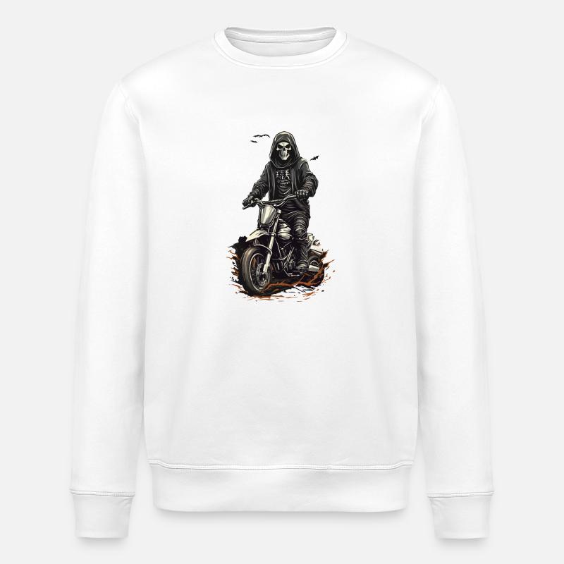 Halloween Motocross Grim Reaper Design - Stanley/Stella ROLLER Unisex Organic Sweatshirt - white